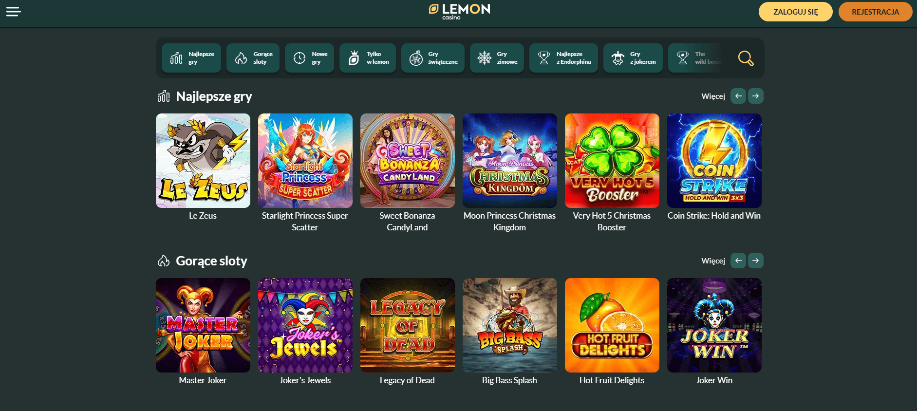 Gry i automaty w Lemon Casino dla polskich graczy